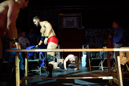 Kiel, Germany - December 08, 2018. The Purge Match (TLC) between Muskelkater and Purge Club for the Maximum Tag Team Titlesのeditorial素材