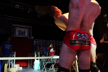 Kiel, Germany - December 08, 2018. The Purge Match (TLC) between Muskelkater and Purge Club for the Maximum Tag Team Titlesのeditorial素材