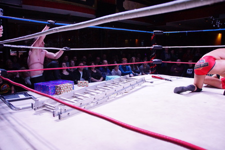 Kiel, Germany - December 08, 2018. The Purge Match (TLC) between Muskelkater and Purge Club for the Maximum Tag Team Titlesのeditorial素材