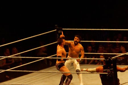 Hamburg, Germany - May 16th 2019: A 3-way-Dance for the WWE US-Championshipのeditorial素材