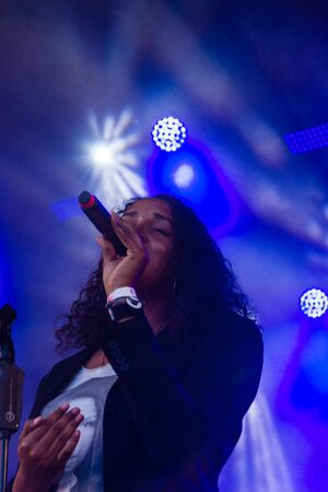 Kiel, Germany - June 22nd 2019: Cassandra Steen & Band are performing on the Rathaus Stage during...