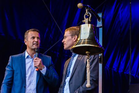 Kiel, Germany - June 22nd 2019: Federal Minister of the Family Franziska Giffey is opening the 125th Kieler Woche together with the Lord Mayor Ulf KÃ¤mpfer and Schleswig-Holstein Minister President Daniel GÃ¼ntherのeditorial素材