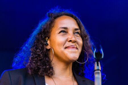 Kiel, Germany - June 22nd 2019: Cassandra Steen & Band are performing on the Rathaus Stage during Kiel Week 2019のeditorial素材