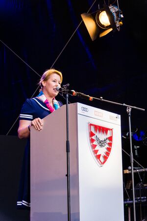 Kiel, Germany - June 22nd 2019: Federal Minister of the Family Franziska Giffey is opening the 125th Kieler Woche together with the Lord Mayor Ulf KÃ¤mpfer and Schleswig-Holstein Minister President Daniel GÃ¼ntherのeditorial素材