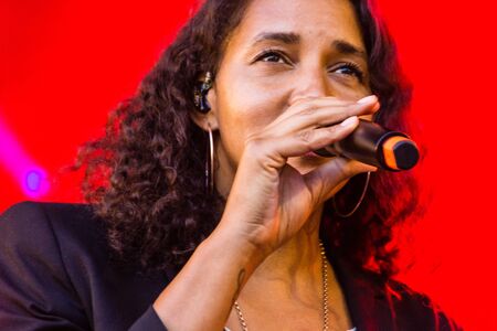 Kiel, Germany - June 22nd 2019: Cassandra Steen & Band are performing on the Rathaus Stage during Kiel Week 2019のeditorial素材