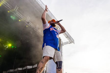 Kiel, Germany - June 24th 2019: The Rapper MC Fitti is performing on the Hoern Stage