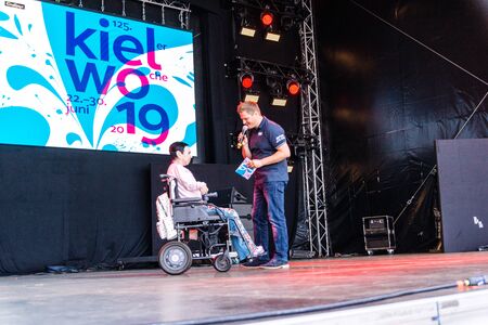 Kiel, Germany - June 24th 2019: Filming the Netflix Documentary "UTE - Music makes me fly" during the 125th Kiel Week 2019のeditorial素材