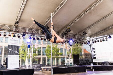 Kiel, Germany - June 25th 2019: The Pole-dance Kiel Academy ist dancing to film music from Matrix during 125th Kiel Weekのeditorial素材