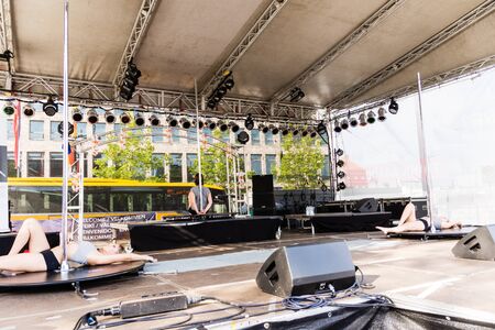 Kiel, Germany - June 25th 2019: The Pole-dance Kiel Academy ist dancing to film music from Money Heist during 125th Kiel Weekのeditorial素材