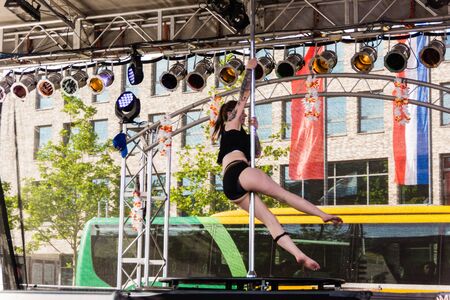 Kiel, Germany - June 25th 2019: The Pole-dance Kiel Academy ist dancing to film music from James Bond - Quantum of Solace during 125th Kiel Weekのeditorial素材