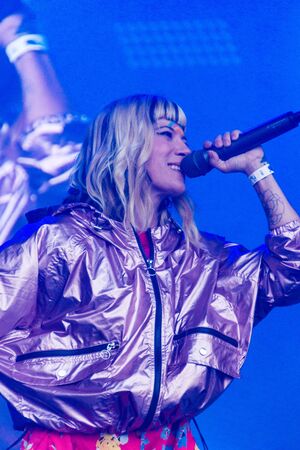 Kiel, Germany - June 25th 2019: Electropop music group "MIA" from Berlin is performing on the Rathaus Stage during the 125th Kiel Weekのeditorial素材