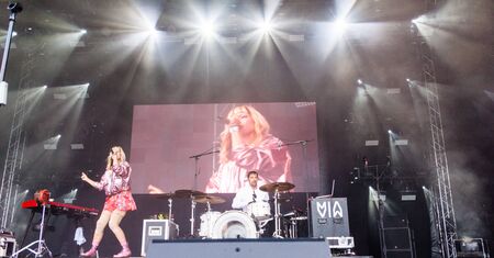 Kiel, Germany - June 25th 2019: Electropop music group "MIA" from Berlin is performing on the Rathaus Stage during the 125th Kiel Weekのeditorial素材