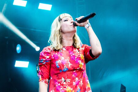 Kiel, Germany - June 25th 2019: Electropop music group "MIA" from Berlin is performing on the Rathaus Stage during the 125th Kiel Weekのeditorial素材