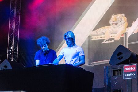 Kiel, Germany - June 25th 2019: The French deep house duo Ofenbach is performing on the HÃ¶rn Stageのeditorial素材