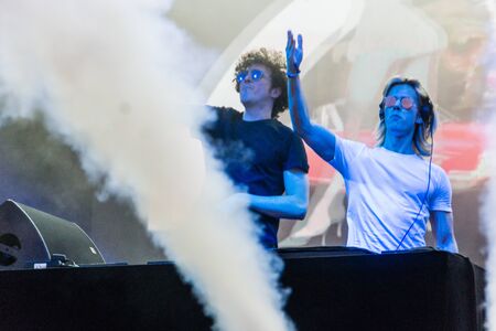 Kiel, Germany - June 25th 2019: The French deep house duo Ofenbach is performing on the HÃ¶rn Stageのeditorial素材