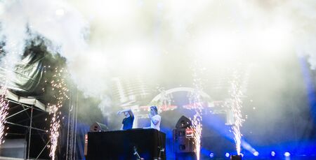 Kiel, Germany - June 25th 2019: The French deep house duo Ofenbach is performing on the HÃ¶rn Stageのeditorial素材