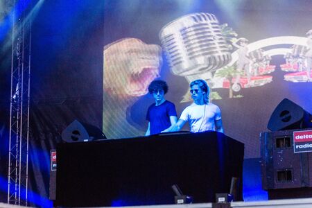 Kiel, Germany - June 25th 2019: The French deep house duo Ofenbach is performing on the HÃ¶rn...