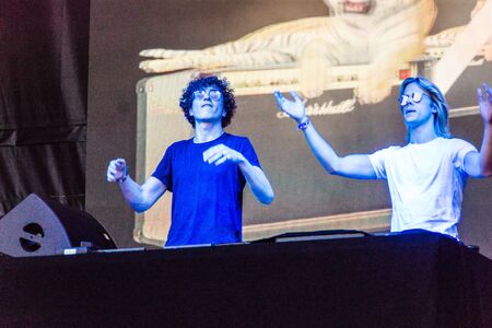 Kiel, Germany - June 25th 2019: The French deep house duo Ofenbach is performing on the HÃ¶rn Stageのeditorial素材