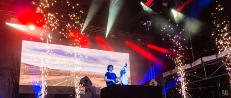 Kiel, Germany - June 25th 2019: The French deep house duo Ofenbach is performing on the HÃ¶rn Stageのeditorial素材