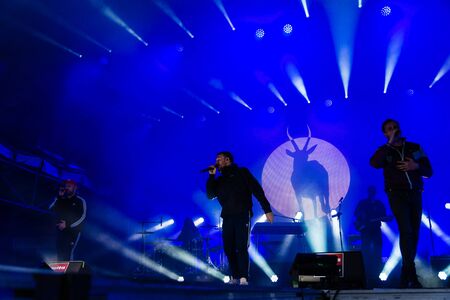 Kiel, Germany - June 26th 2019: The Hip-hop-Band Antilopen Gang is performing on the Rathaus Stage during the 125th Kiel Weekのeditorial素材