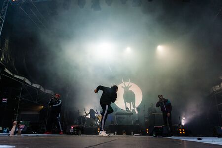 Kiel, Germany - June 26th 2019: The Hip-hop-Band Antilopen Gang is performing on the Rathaus Stage during the 125th Kiel Weekのeditorial素材