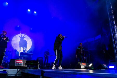 Kiel, Germany - June 26th 2019: The Hip-hop-Band Antilopen Gang is performing on the Rathaus Stage during the 125th Kiel Weekのeditorial素材