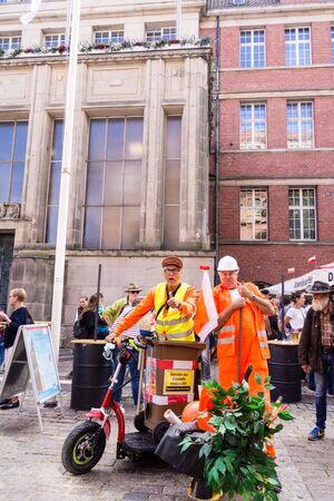 Kiel, Germany - June 27th 2019: The street artist "Pico Bello" keep the Kieler Woche clean as a garbage collectorのeditorial素材