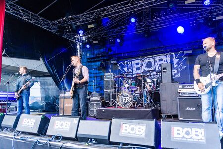 Kiel, Germany - June 27th 2019: The band "ElbRebellen" is rocking the Radio BOB! Rock Campのeditorial素材