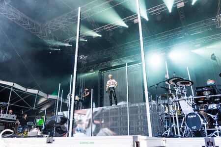 Kiel, Germany - June 28tht 2019:  The Band Tokio Hotel is performing on the HÃ¶rn Stage