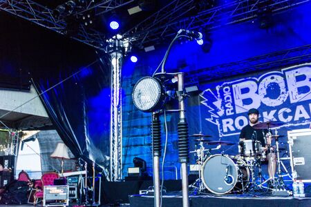 Kiel, Germany - June 28tht 2019: The Berlin Band "Benner" is performing on the Radio BOB! Rockcamp during the 12th Kiel Weekのeditorial素材