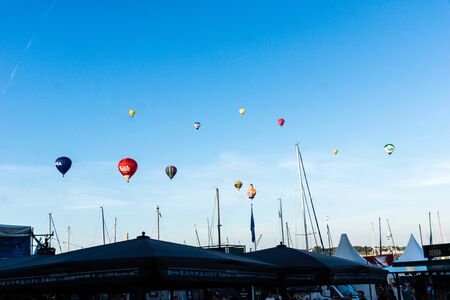 Kiel, Germany - June 28tht 2019: Ballon Sail over the Radio BOB! Rockcamp during the 125th Kiel Weekのeditorial素材