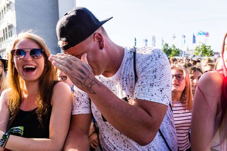 Kiel, Germany - June 28tht 2019:  The Band Tokio Hotel is performing on the HÃ¶rn Stage