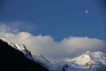 view of an alpine mountain landscape near Mont Blanc, Chamonix, Switzerlandの写真素材