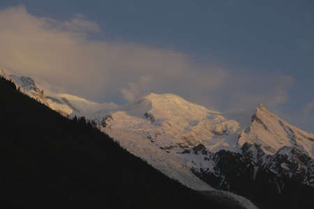 view of an alpine mountain landscape near Mont Blanc, Chamonix, Switzerlandの写真素材
