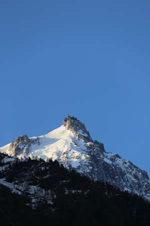 view of an alpine mountain landscape near Mont Blanc, Chamonix, Switzerlandの写真素材