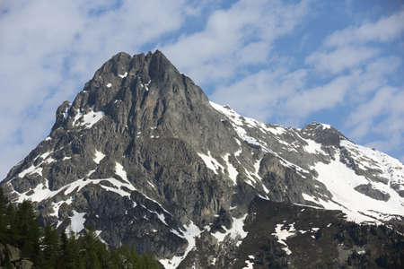 view of an alpine mountain landscape near Mont Blanc, Chamonix, Switzerlandの写真素材