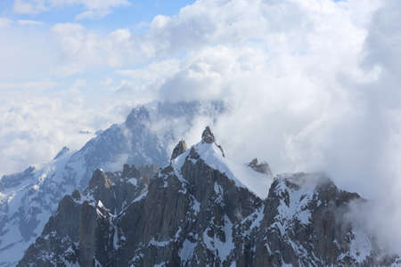 view of an alpine mountain landscape near Mont Blanc, Chamonix, Switzerlandの写真素材