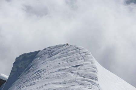 view of an alpine mountain landscape near Mont Blanc, Chamonix, Switzerlandの写真素材