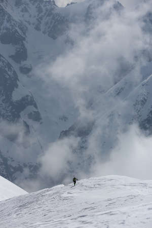 view of an alpine mountain landscape near Mont Blanc, Chamonix, Switzerlandの写真素材