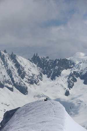 view of an alpine mountain landscape near Mont Blanc, Chamonix, Switzerlandの写真素材