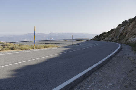 Empty street in the Sierra Nevada Mountains, Andalusia, Spainの写真素材