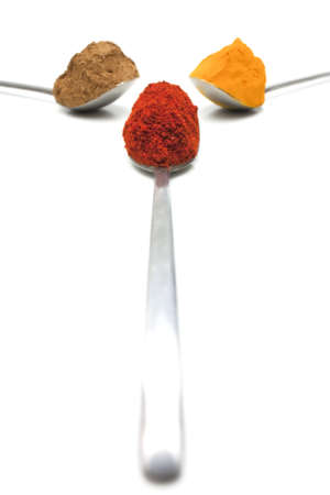 Turmeric, Paprika and Garam masalaの写真素材