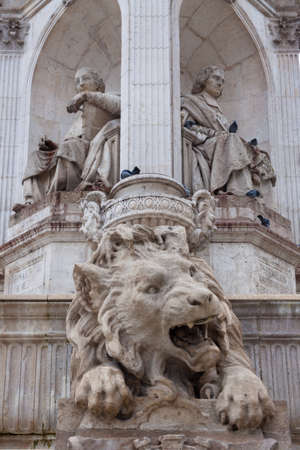The lion Sculture on the St Sulpice Fountain in Paris Franceの写真素材