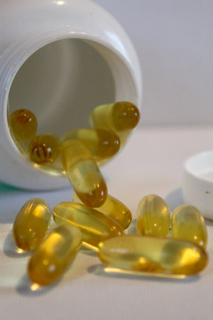 Sports supplement Omega 3 tablets, vitamins, minerals.の写真素材