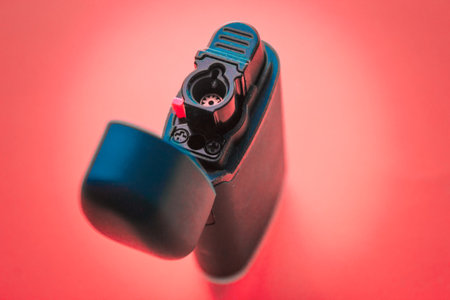 Vape, e-cig, vaping device on red background.の写真素材