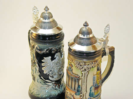 Beer steins from Germany for Octoberfestの写真素材