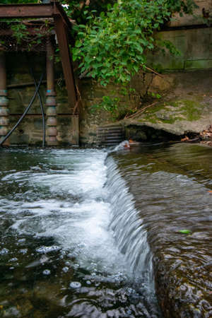 A Waterfall For a Tiny Abandoned Dam in Elkins Park, Pennsylvaniaの写真素材