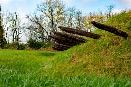 General Muhlenberg's Brigade Redoubt Covered in Pointed Logs in Valley Forge National Historical Parkのeditorial素材