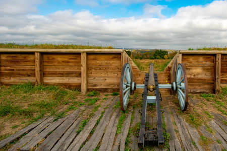 A Revoluationay War Era Cannon Looking Out From General Muhlenberg's Brigade Redoubt in Valley Forge...