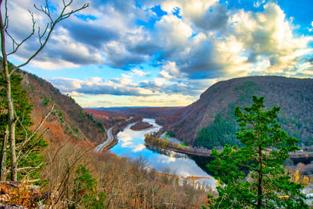 The Mountain View From Mount Tammany at the Delaware Water Gapの写真素材